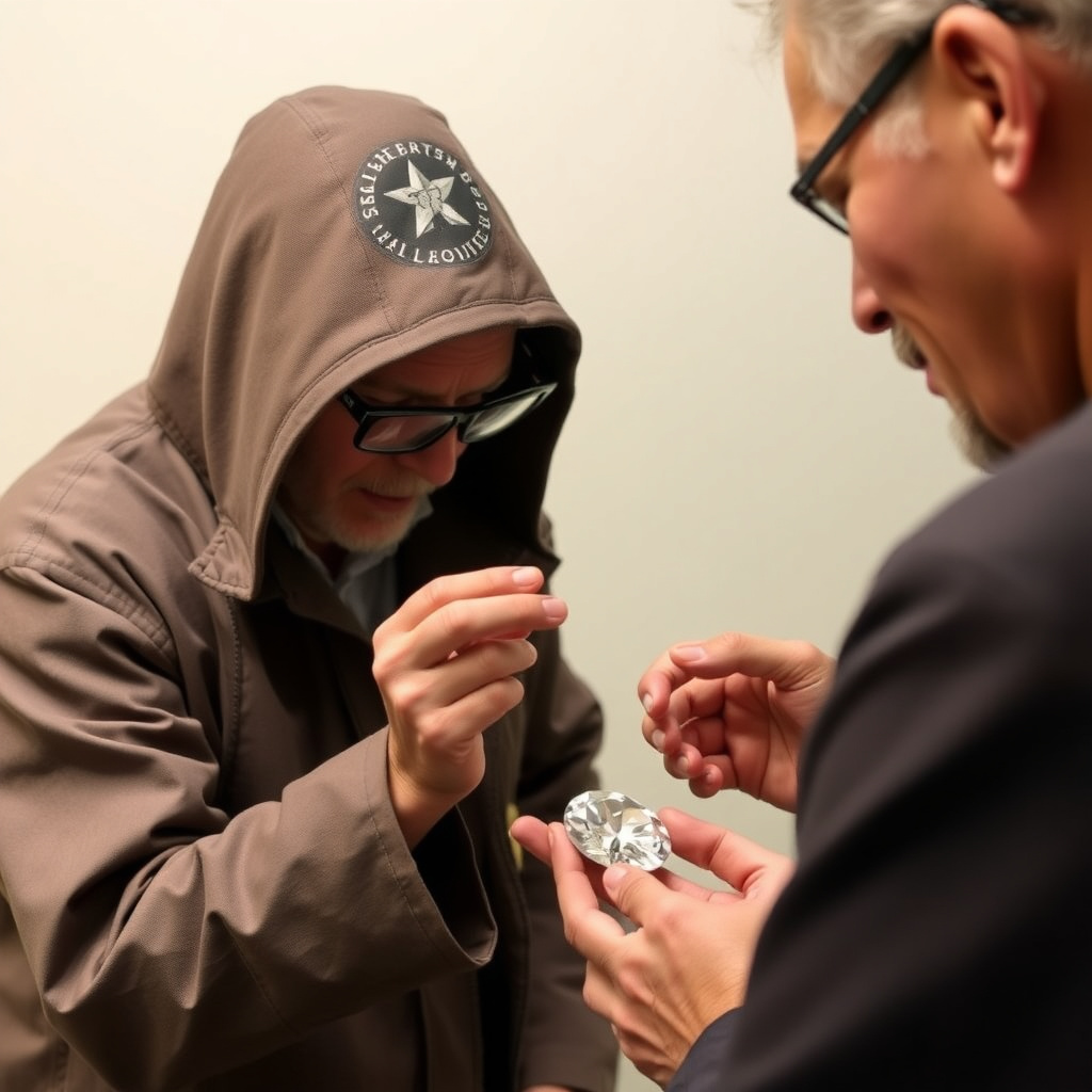 Expert examining diamond